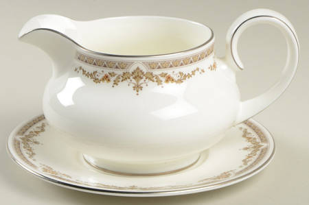 Repton (Platinum Trim) Round Gravy Boat & Underplate