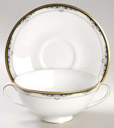 Rhodes Footed Cream Soup Bowl & Cup Saucer Set