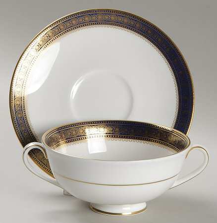 Rochelle Footed Cream Soup Bowl & Saucer Set