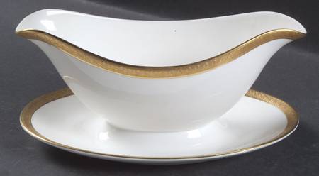 Royal Gold Gravy Boat with Attached Underplate
