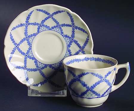 Romney Blue Flat Demitasse Cup & Saucer Set