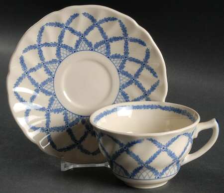 Romney Blue Flat Cup & Saucer Set