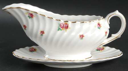 Rosebud Gravy Boat with Attached Underplate