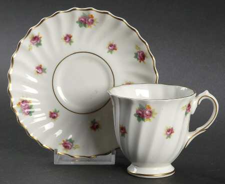 Rosebud Footed Demitasse Cup & Saucer Set