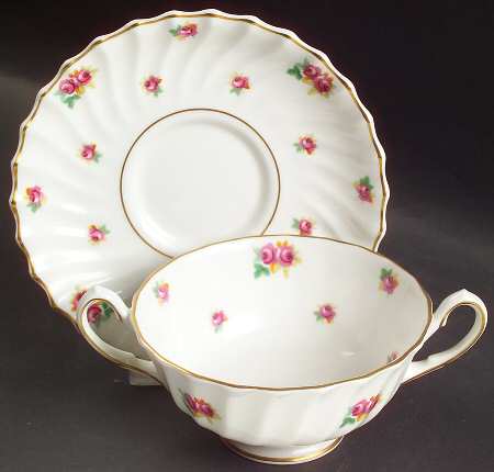 Rosebud Footed Cream Soup Bowl & Saucer Set