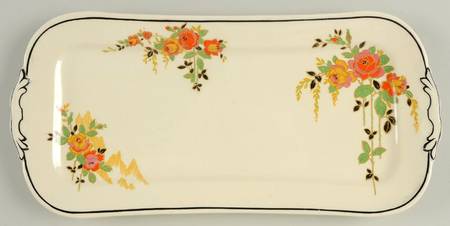 Rosslyn (Roses, Black Trim) Large Sandwich Tray