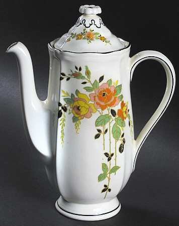 Rosslyn (Roses, Black Trim) Small Coffee Pot & Lid