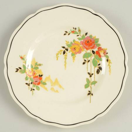 Rosslyn (Roses, Black Trim) Bread & Butter Plate