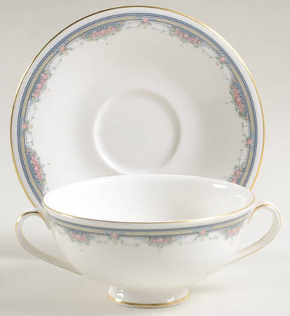 Salisbury Footed Cream Soup Bowl & Saucer Set