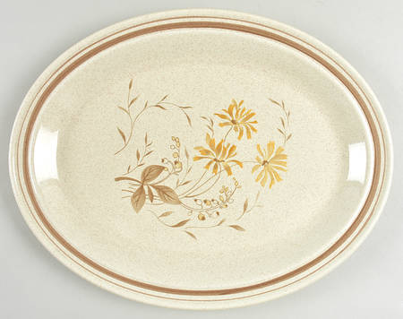 Sandsprite (Single Line Brown Trim) 13" Oval Serving Platter