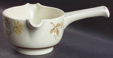 Sandsprite (Double Line Brown Trim) Gravy Boat w/Stick Handle