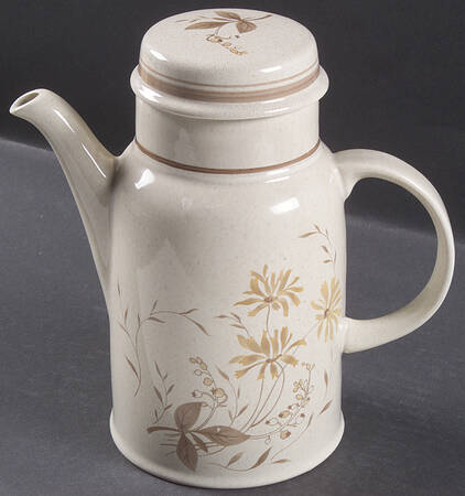 Sandsprite (Double Line Brown Trim) Coffee Pot & Lid by Royal Doulton