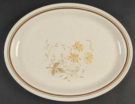 Sandsprite (Double Line Brown Trim) 16" Oval Serving Platter by Royal Doulton