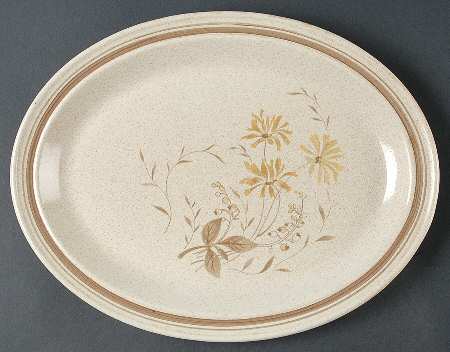 Sandsprite (Double Line Brown Trim) 13" Oval Serving Platter by Royal Doulton