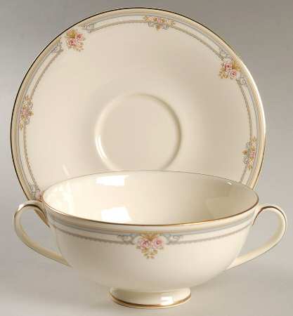 Sarah Footed Cream Soup Bowl & Cup Saucer Set