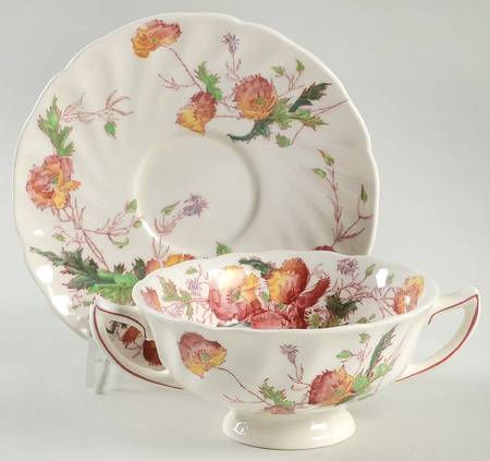 Sherborne Footed Cream Soup Bowl & Saucer Set