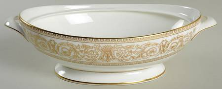 Sovereign (Gold Scroll and Leaf Rim) Oval Vegetable No Lid