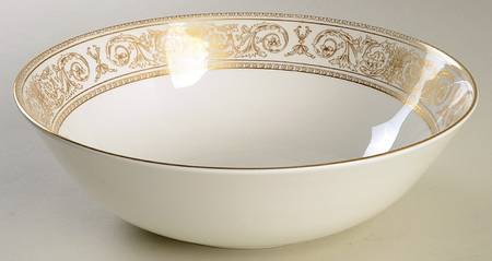 Sovereign (Gold Scroll and Leaf Rim) 10" Large Salad Serving Bowl