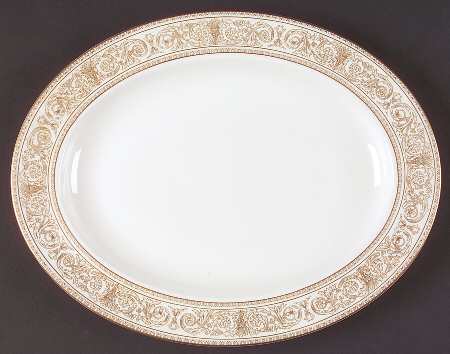Sovereign (Gold Scroll and Leaf Rim) 13" Oval Serving Platter