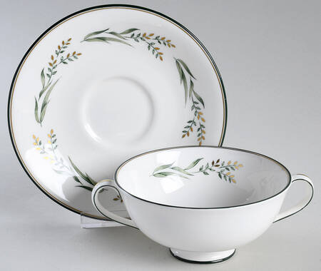 Spring Zephyr Footed Cream Soup Bowl & Saucer Set