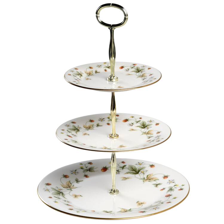 Strawberry Cream 13 7/8"-14 1/4" 3-Tiered Serving Tray(DP,SP,BB) HC