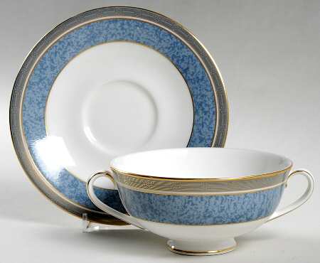 St. Pauls Footed Cream Soup Bowl & Cup Saucer Set