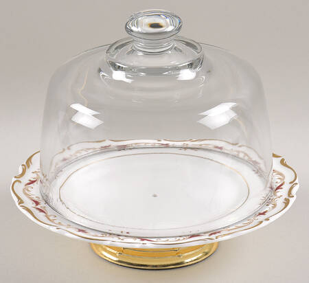 Strasbourg 6 1/2"-7 1/2" Footed Cheese Plate w/ Glass Dome HC