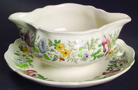 Stratford (Floral) Gravy Boat with Attached Underplate