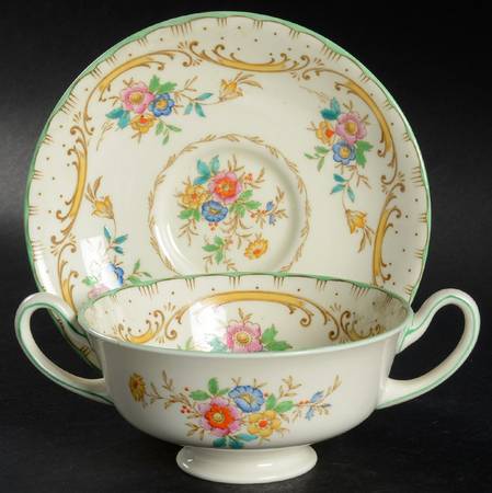 The Sutton Footed Cream Soup Bowl & Saucer Set