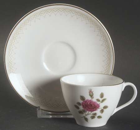Sweetheart Rose Flat Demitasse Cup & Saucer Set