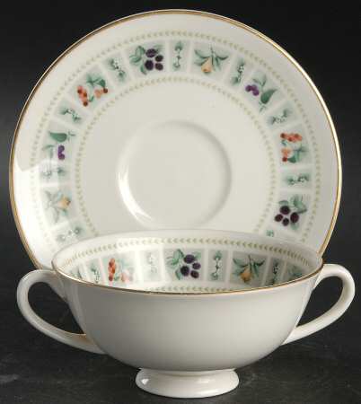 Tapestry Footed Cream Soup Bowl & Saucer Set