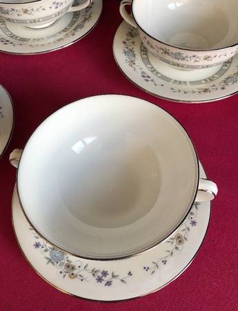 Tara Footed Cream Soup Bowl & Cup Saucer Set