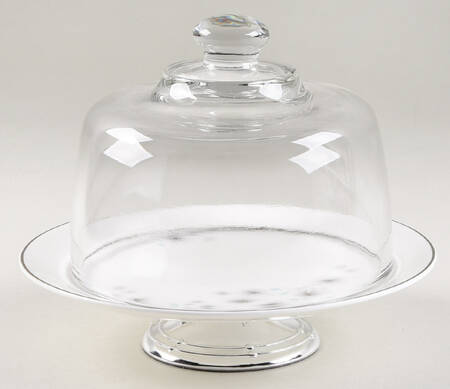 Thistledown 6 1/2"-7 1/2" Footed Cheese Plate w/ Glass Dome HC