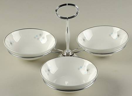 Thistledown 7" x 12" 3-Part Relish & Metal Stand (FR) HC