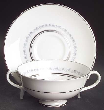 Tiara Footed Cream Soup Bowl & Cup Saucer by Royal Doulton