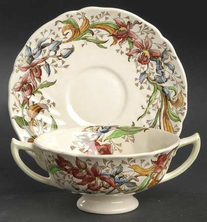Tintern Footed Cream Soup Bowl & Saucer Set