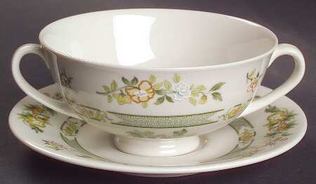 Tonkin Footed Cream Soup Bowl & Saucer Set