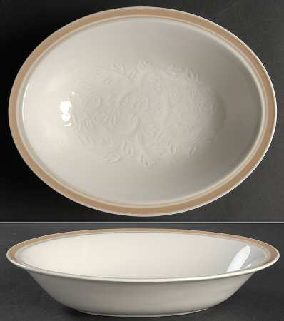 Tracery Mocha 10" Oval Vegetable Bowl