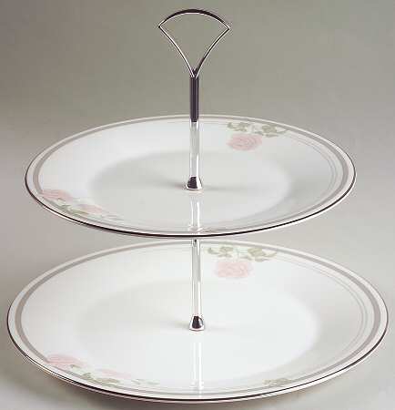 Twilight Rose 6 5/8"-10"  2 Tiered Serving Tray (Dp, Sp) HC