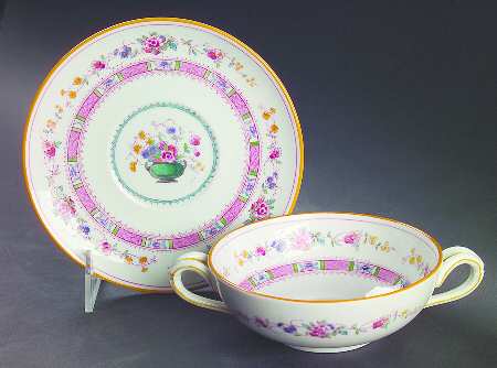 Urn Footed Cream Soup Bowl & Saucer Set