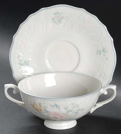 Valencia Footed Cream Soup Bowl & Saucer Set