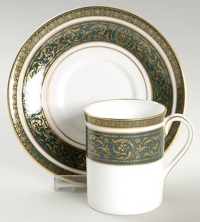 Vanborough Green Flat Demitasse Cup & Saucer Set