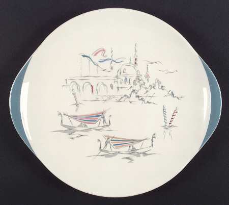 Venetian Scenes Handled Cake Plate