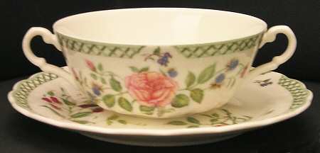 Victorian Garden Flat Cream Soup Bowl & Saucer Set