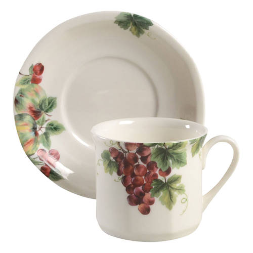 Vintage Grape Flat Cup & Saucer Set