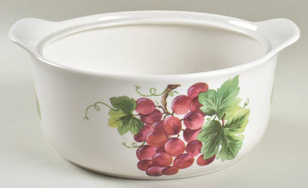 Vintage Grape 3 Quart Round Casserole No Lid