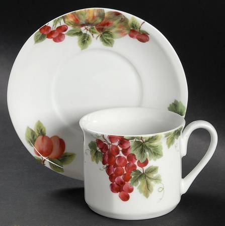 Vintage Grape Flat Cup & Saucer Set by Royal Doulton