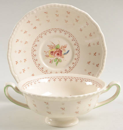 Warwick Footed Cream Soup Bowl & Saucer Set