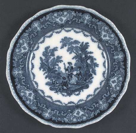 Watteau (Flow Blue, No Gold, Scallop, White Edge) by Royal Doulton