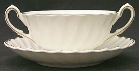 White Footed Cream Soup Bowl & Saucer Set